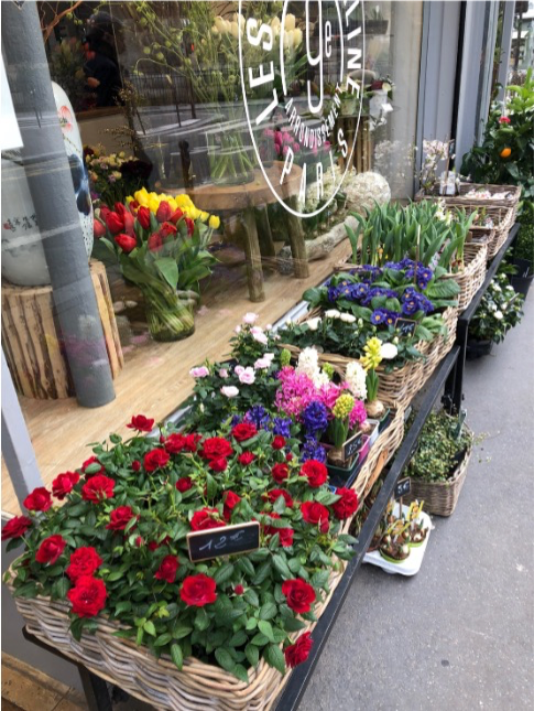 One of the flower shops the author visited in Montmartre, France